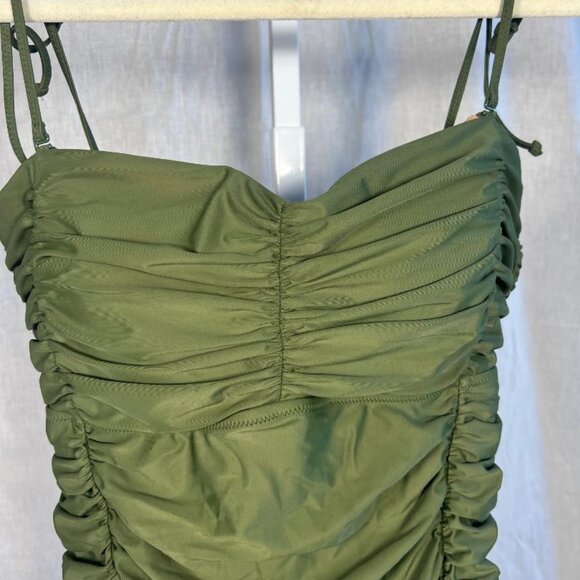 J. Crew One Piece Ruched Swimsuit in Olive Green - Size 14 - Picture 2 of 9